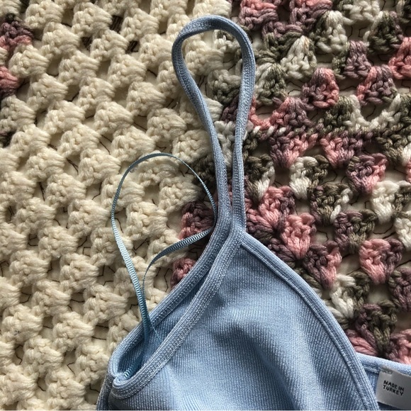 Zara knit knot crop top in baby blue - Picture 7 of 11